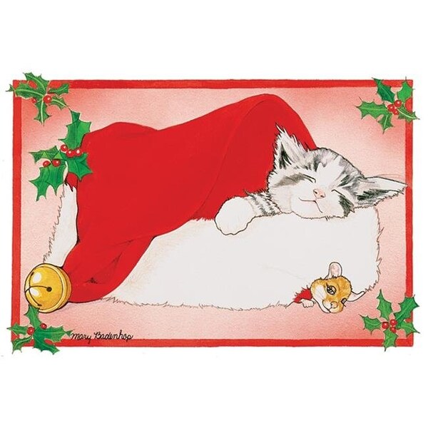 Pipsqueak Productions Pipsqueak Productions C428 Santas Cap Cat Christmas Boxed Cards - Pack of 10 - C428
