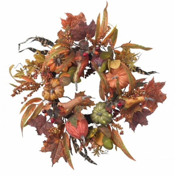Nearly Natural 24 in. Pumpkin and Berry Wreath - 4924