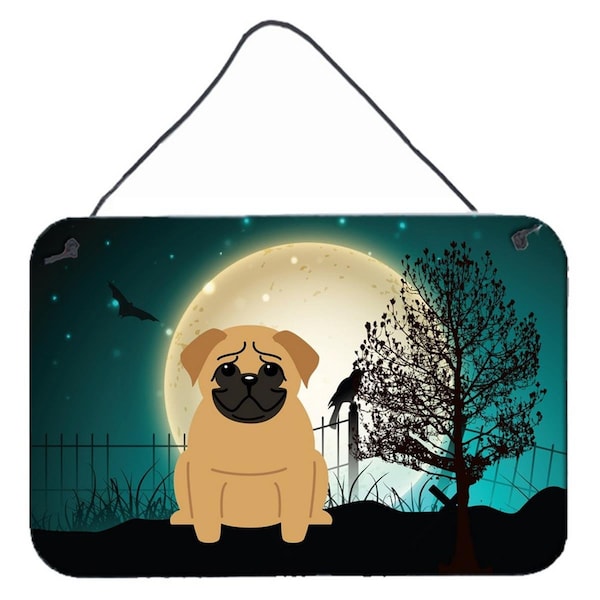 Carolines Treasures Halloween Scary Pug Brown Wall or Door Hanging Prints - BB2197DS812