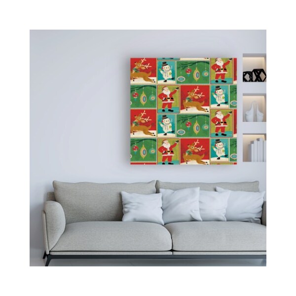 Trademark Fine Art Holli Conger 'Retro Christmas repeat 2' Canvas Art, 14x14 - ALI47382-C1414GG