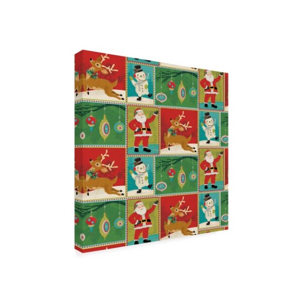 Trademark Fine Art Holli Conger 'Retro Christmas repeat 2' Canvas Art, 14x14 - ALI47382-C1414GG