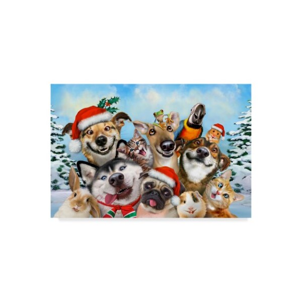 Trademark Fine Art Howard Robinson 'Goofy Christmas Dogs' Canvas Art, 22x32 - ALI23991-C2232GG