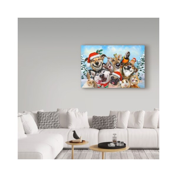 Trademark Fine Art Howard Robinson 'Goofy Christmas Dogs' Canvas Art, 22x32 - ALI23991-C2232GG