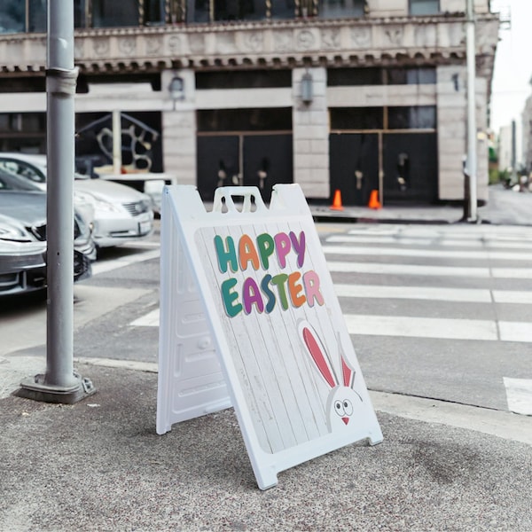 Signmission Happy Easter, A-Frame & 2 Sign Inserts, Heavy-Duty Plastic Frame - SBHD-C-2436-30390
