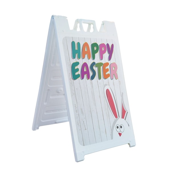Signmission Happy Easter, A-Frame & 2 Sign Inserts, Heavy-Duty Plastic Frame - SBHD-C-2436-30390