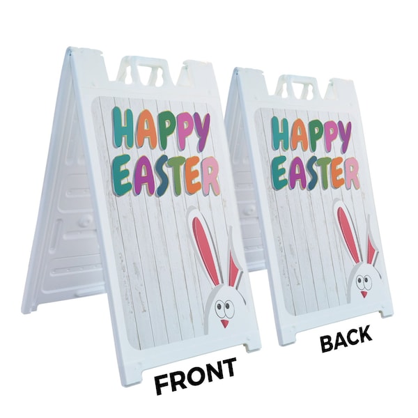 Signmission Happy Easter, A-Frame & 2 Sign Inserts, Heavy-Duty Plastic Frame - SBHD-C-2436-30390