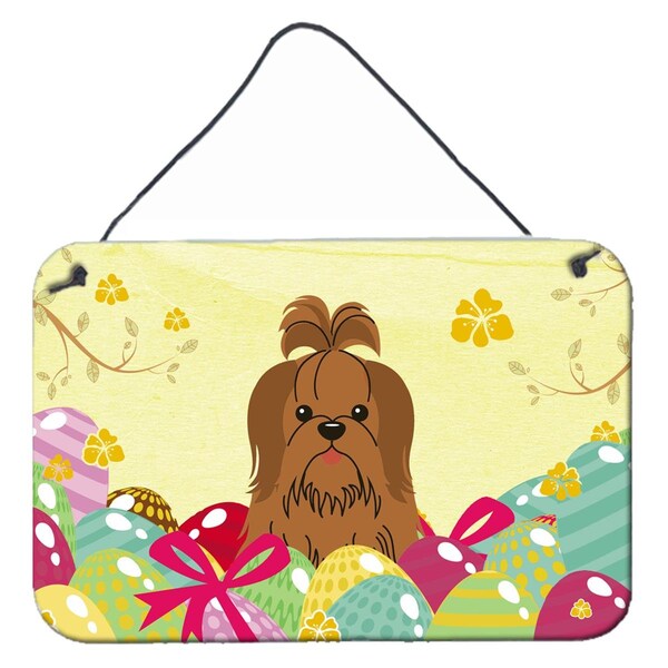 Carolines Treasures Easter Eggs Shih Tzu Silver Chocolate Wall or Door Hanging Prints - BB6086DS812