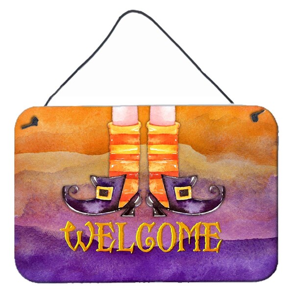 Carolines Treasures Halloween Welcome Witches Feet Wall or Door Hanging Prints - BB7459DS812