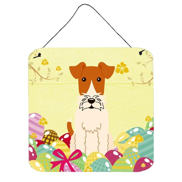 Carolines Treasures Easter Eggs Wire Fox Terrier Wall or Door Hanging Prints - BB6101DS66