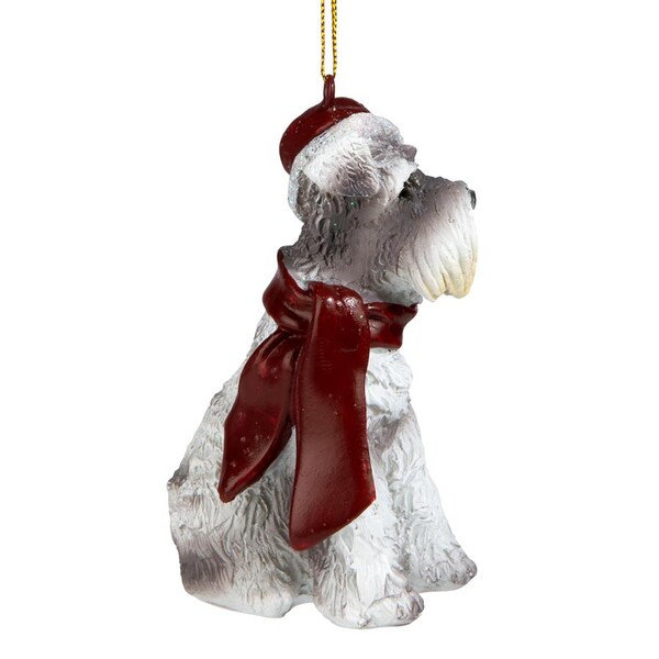 Design Toscano Miniature Schnauzer Holiday Dog Ornament Sculpture - JH576317