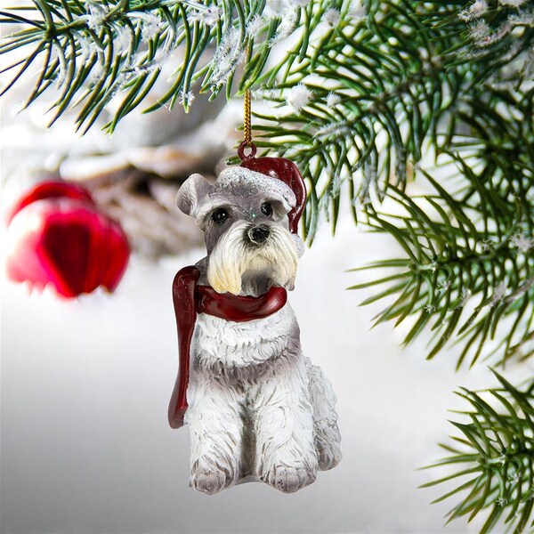 Design Toscano Miniature Schnauzer Holiday Dog Ornament Sculpture - JH576317