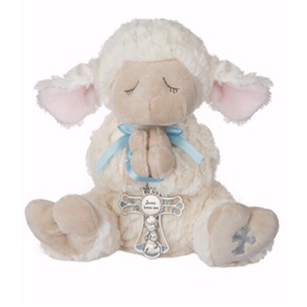 Tistheseason Serenity Lamb with Crib Cross Boy Plush - TI2753878