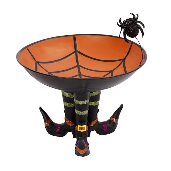 The Gerson Companies Gerson 11.25 x 11.25 x 9 in. Candy Bowl on Witch Boots Tabletop Decor Black & Orange - 9081269