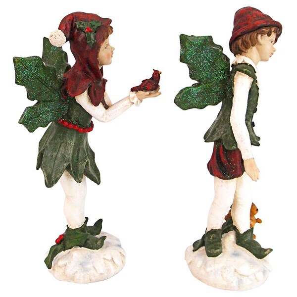 Design Toscano Santa s Victorian Holly Christmas Elves Statue, PK 2 - LY710212