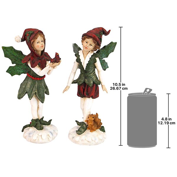 Design Toscano Santa s Victorian Holly Christmas Elves Statue, PK 2 - LY710212
