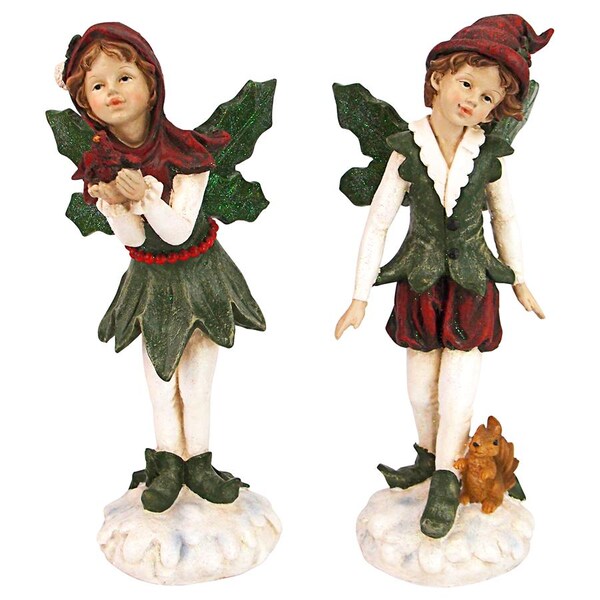Design Toscano Santa s Victorian Holly Christmas Elves Statue, PK 2 - LY710212