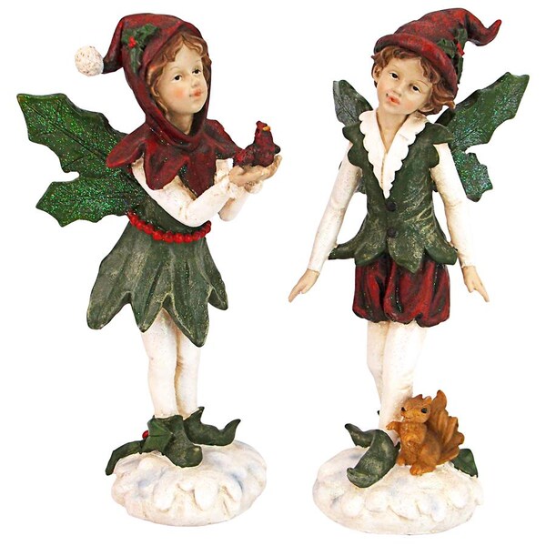 Design Toscano Santa s Victorian Holly Christmas Elves Statue, PK 2 - LY710212