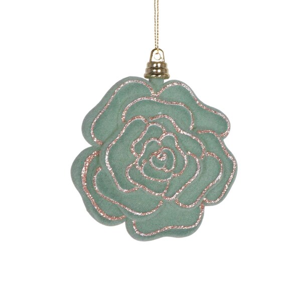 Vickerman 4 in. Flower Ornament, Light Green - 4 per Bag - MT229342