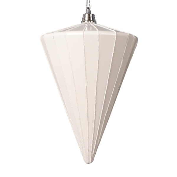 Vickerman 6 in. Shiny Cone Ornament, White - 3 per Bag - MT224111