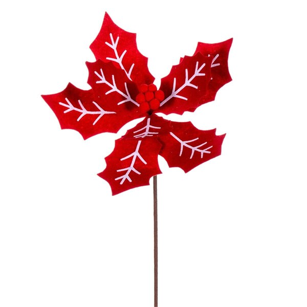 Vickerman 22 in. Felt Poinsettia Spray, Red & White - 4 per Bag - RG222703