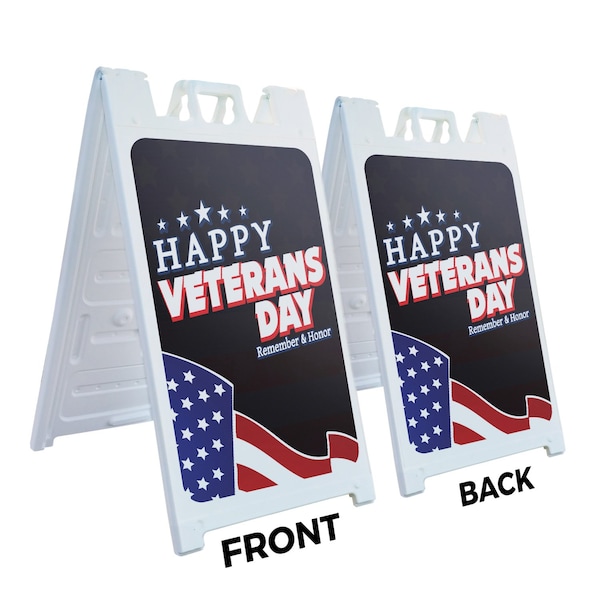 Signmission Happy Veterans Day, A-Frame & 2 Sign Inserts, Heavy-Duty Plastic Frame - SBHD-C-2436-30392