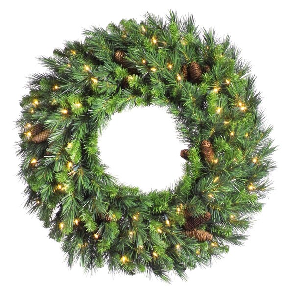 Vickerman 24 in. CheyenneGreen Pine Wreath with 50 Warm White LED Light - A801025LED