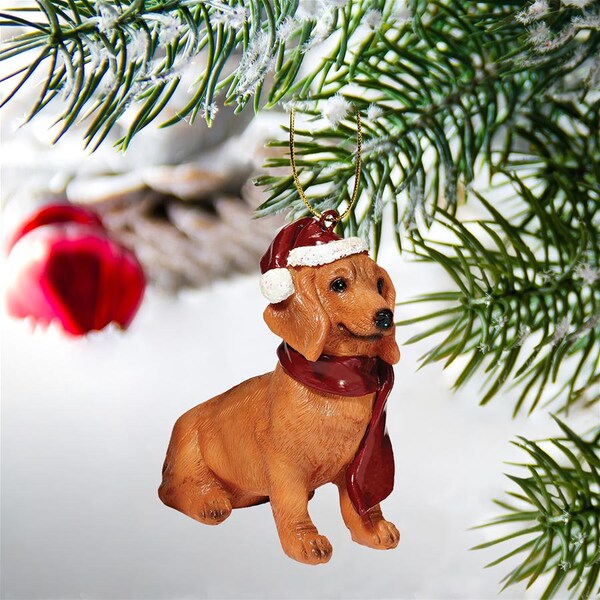 Design Toscano Dachshund Holiday Dog Ornament Sculpture - JH576308
