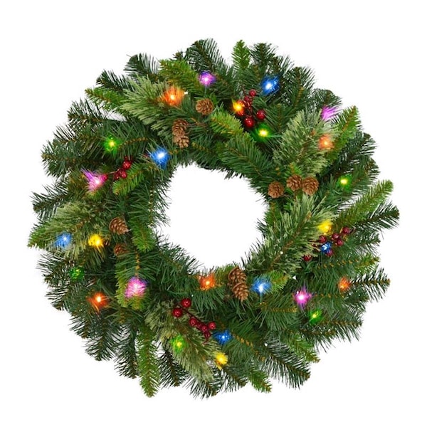 Goldengifts 24 in. Home LED Prelit Wreath, Multi Color, 4PK - GO2741443