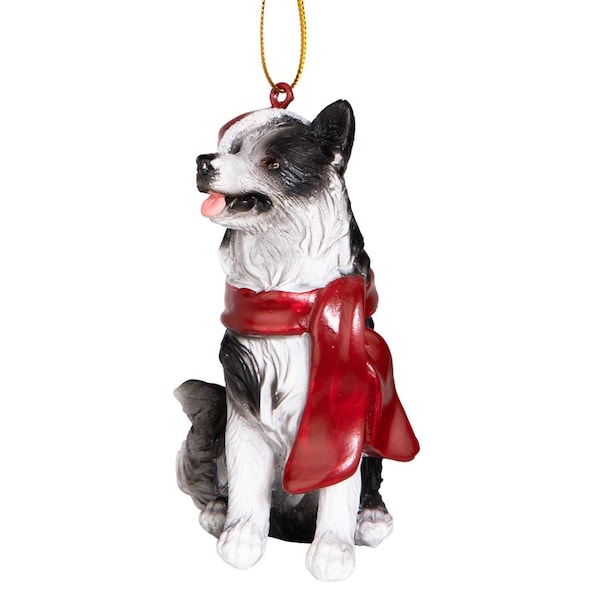 Design Toscano Border Collie Holiday Dog Ornament Sculpture - JH576341