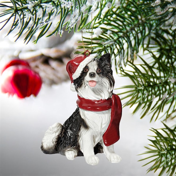 Design Toscano Border Collie Holiday Dog Ornament Sculpture - JH576341