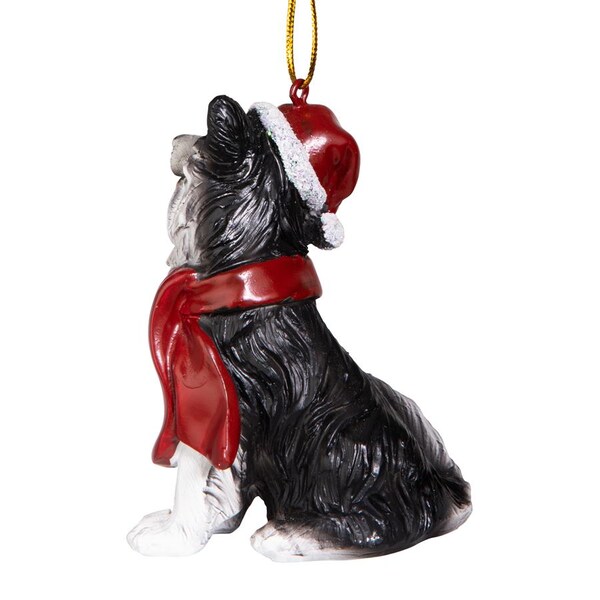 Design Toscano Border Collie Holiday Dog Ornament Sculpture - JH576341