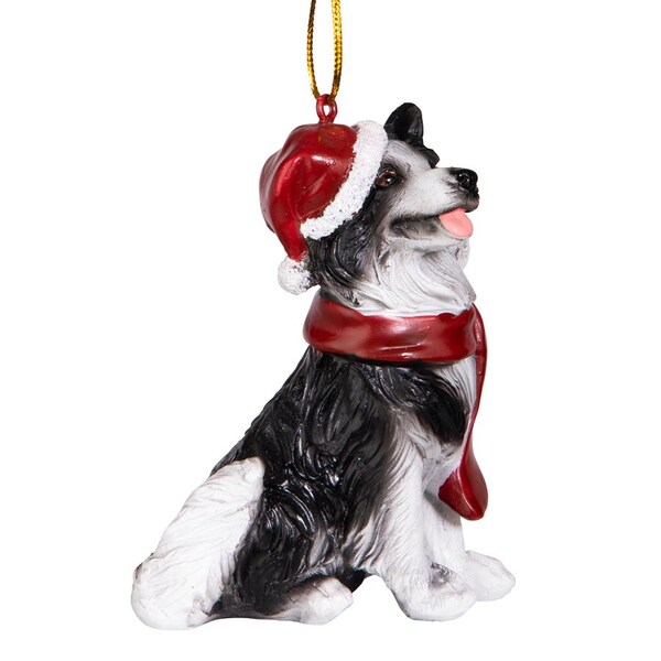 Design Toscano Border Collie Holiday Dog Ornament Sculpture - JH576341