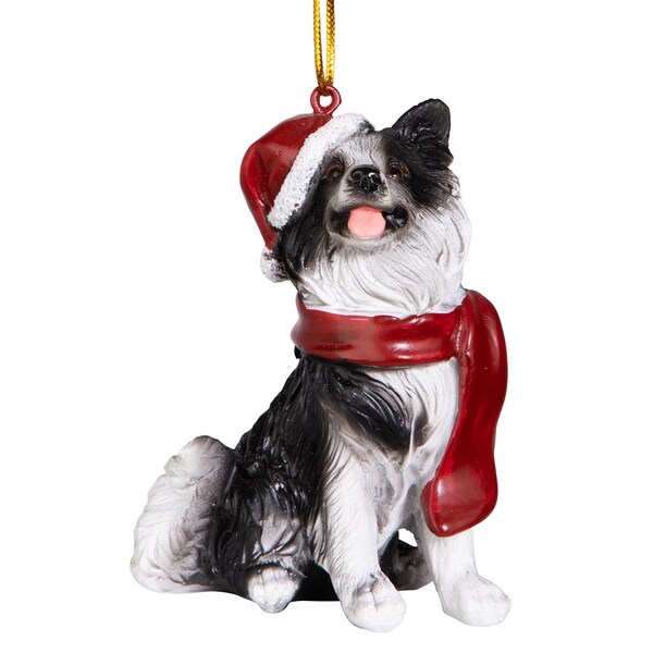 Design Toscano Border Collie Holiday Dog Ornament Sculpture - JH576341