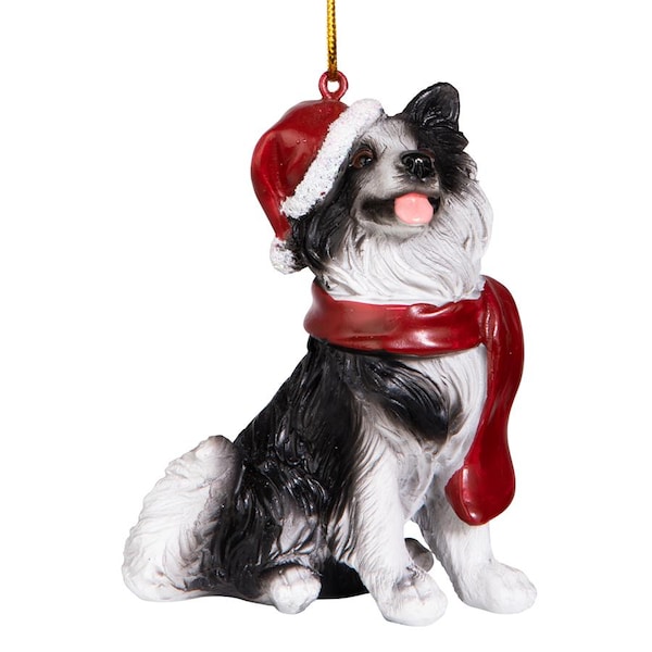 Design Toscano Border Collie Holiday Dog Ornament Sculpture - JH576341