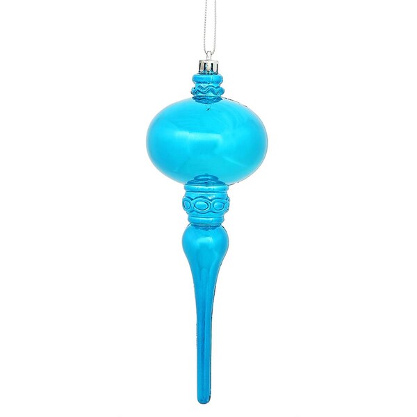 Vickerman 8 x 2.75 in. Turquoise Shiny Finial Ornament, 3PK - N174512D