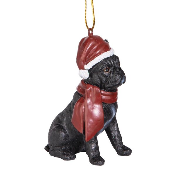 Design Toscano French Bulldog Holiday Dog Ornament Sculpture - JH576324