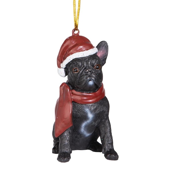 Design Toscano French Bulldog Holiday Dog Ornament Sculpture - JH576324