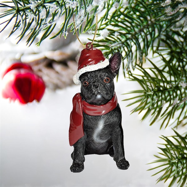 Design Toscano French Bulldog Holiday Dog Ornament Sculpture - JH576324