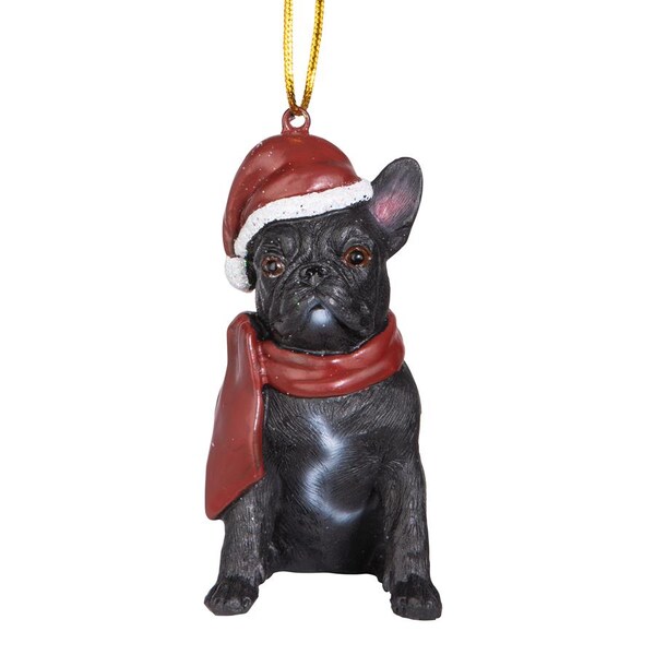 Design Toscano French Bulldog Holiday Dog Ornament Sculpture - JH576324