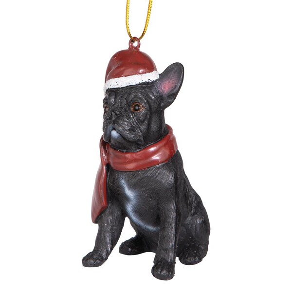 Design Toscano French Bulldog Holiday Dog Ornament Sculpture - JH576324