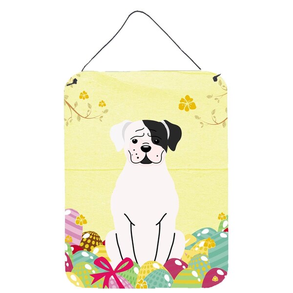 Carolines Treasures Easter Eggs White Boxer Cooper Wall or Door Hanging Prints - BB6114DS1216