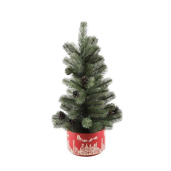 Espectaculo 24 in.H Xmas Tree in 7 in. Red Cityscape Ceramic Pot - ES2970907