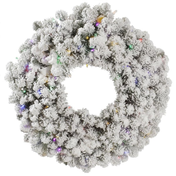 Vickerman 36 in. Flocked Kodiak Wreath with 100 Mauve Plus 15G40 LED Light - A146938LED
