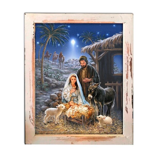 Pertrechos 8 x 10 x 2 in. Shadowbox for a Savior is Born LED Tabletop with Timer - PE2753321