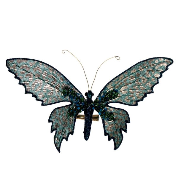 Vickerman 7.5 in. Glitter Butterfly Clip, Seafoam, 4PK - EH211944
