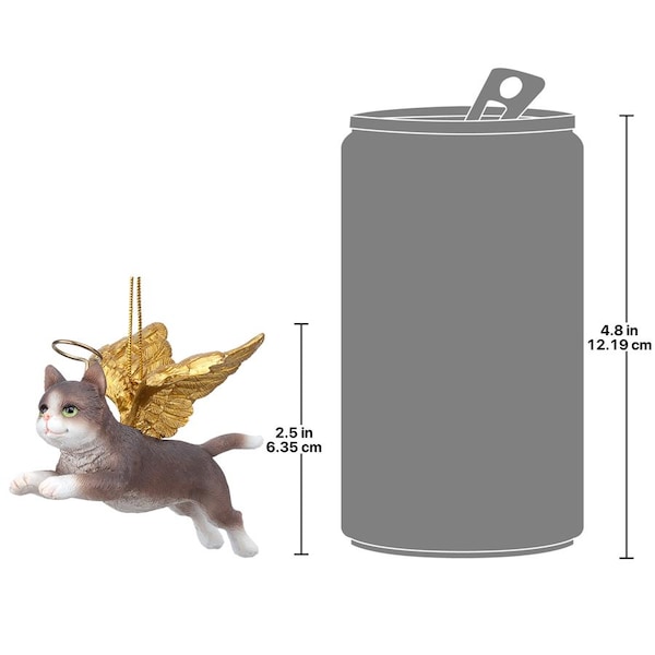 Design Toscano Honor the Feline: Grey Tabby Holiday Cat Angel Ornament - JH170740