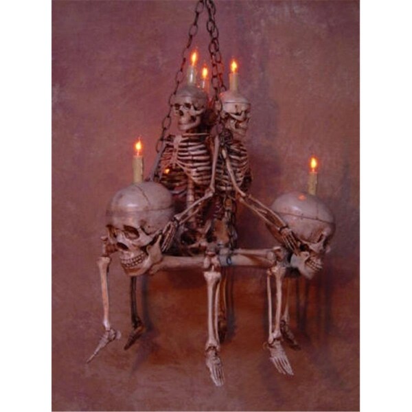 Perfectpretend Chandelier Skeleton  3 Medium Skeletons Sitting on 3 Femurs with 3 Skulls - PE1413088