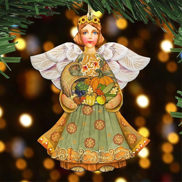 Gloriousgifts 8155232 Fall Angel Wooden Ornament Set of 2 - GL1785988