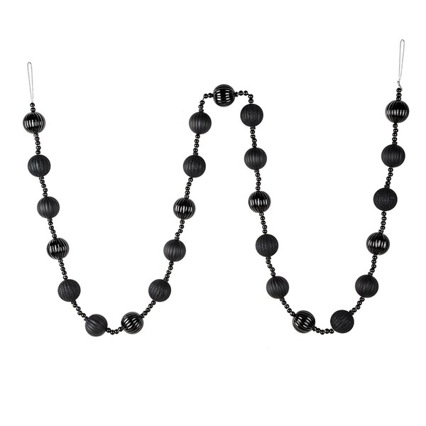 Vickerman 6 ft. Black Stripe Ball Garland, 32PK - M183517