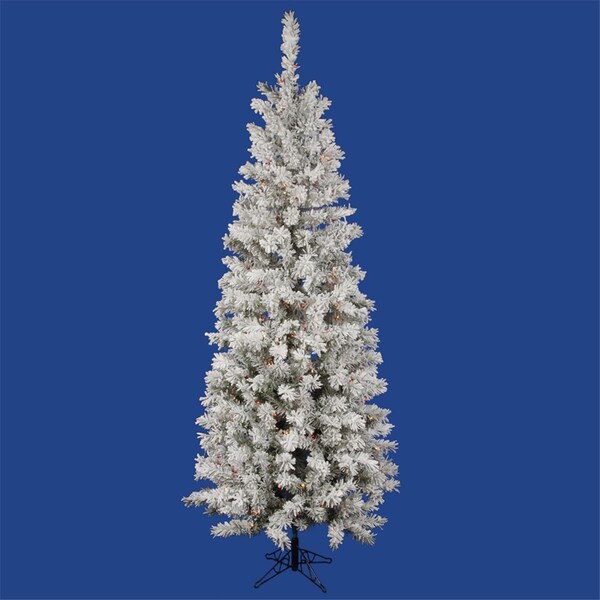 Vickerman 4.5 ft. x 26 in. Flocked Pacific Artificial Christmas Tree with 150 Multi-Colored LED Light - A100347LED